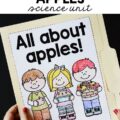 A file folder with a paper cover on it titled "All About Apples!"
