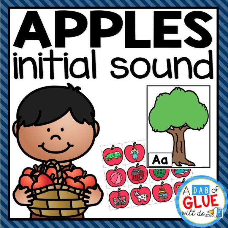 Apples Initial Sound Match-Up - A Dab of Glue Will Do