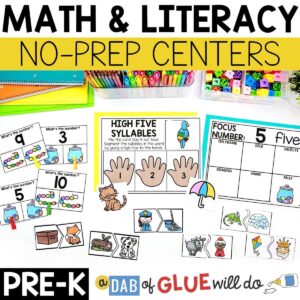 Pre-K Zero Prep Math and Literacy Centers
