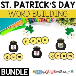 St. Patrick's Day Word Building Activity Bundle- CVC, CVCC, CVCE, and CCVC Words