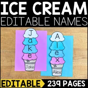 Ice Cream Editable Name Activity