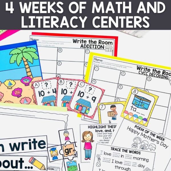 May Math and Literacy Centers for Kindergarten - A Dab of Glue Will Do