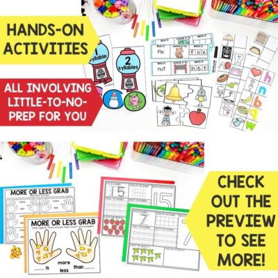 Kindergarten Zero Prep Math and Literacy Centers MEGA Bundle - A Dab of ...