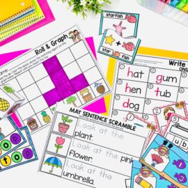 Monthly Math and Literacy Centers Bundle for Pre-K - A Dab of Glue Will Do