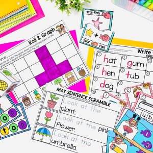 Monthly Math and Literacy Centers Bundle for Pre-K - A Dab of Glue Will Do
