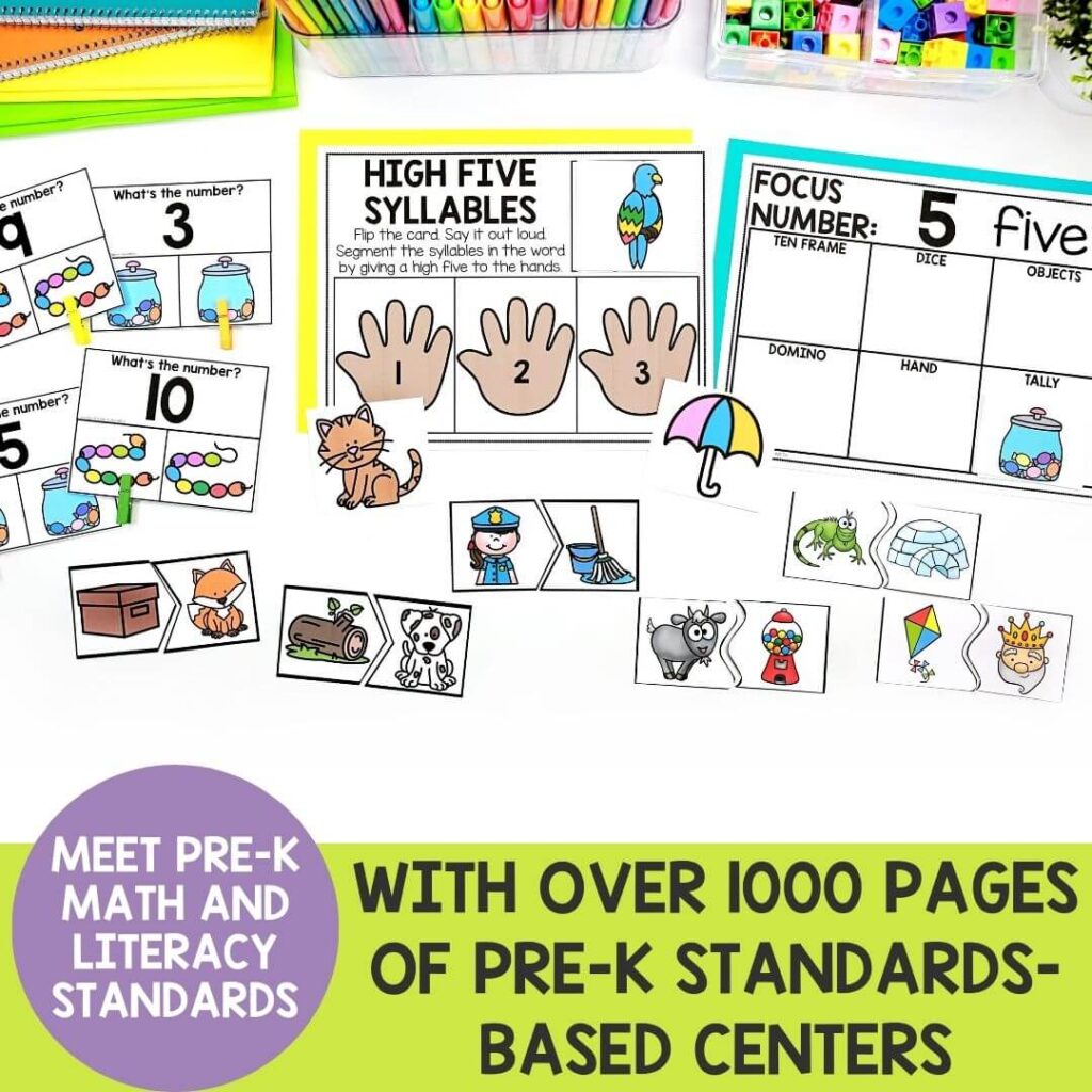 Pre-K Zero Prep Math and Literacy Centers - A Dab of Glue Will Do