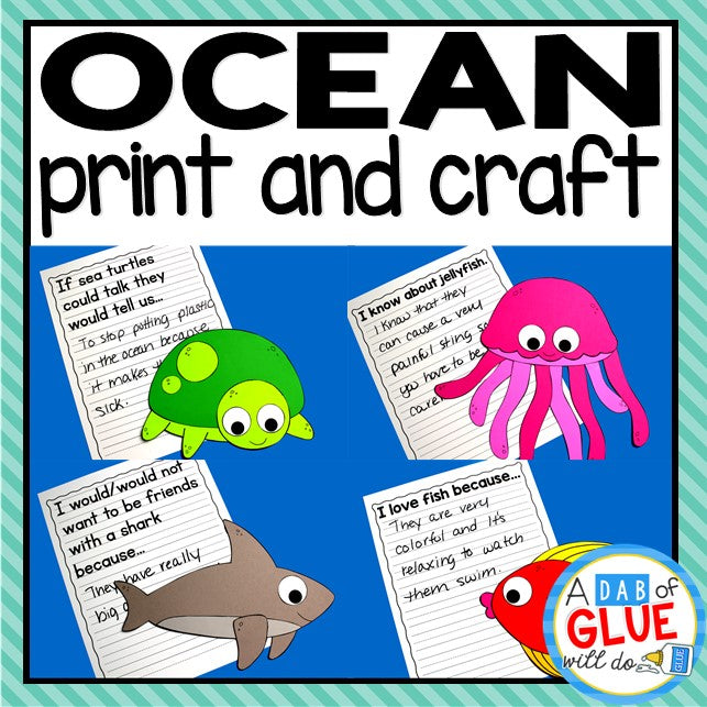 Ocean Animals Print and Craft and Creative Writing - A Dab of Glue Will Do