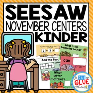 November and Thanksgiving Seesaw Activities for Kindergarten