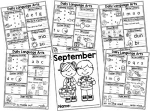 Kindergarten Daily Literacy Review Journal - September - A Dab of Glue ...