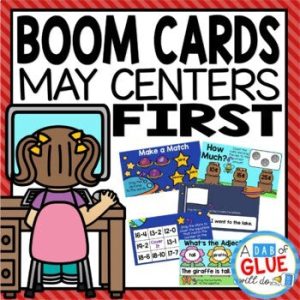 May and Spring Boom Card Activities for First Grade