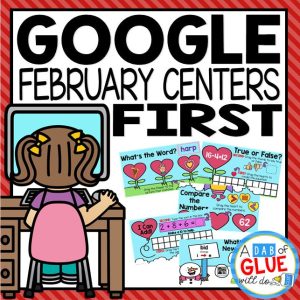 February Digital and Valentines Day Google Slides for First Grade