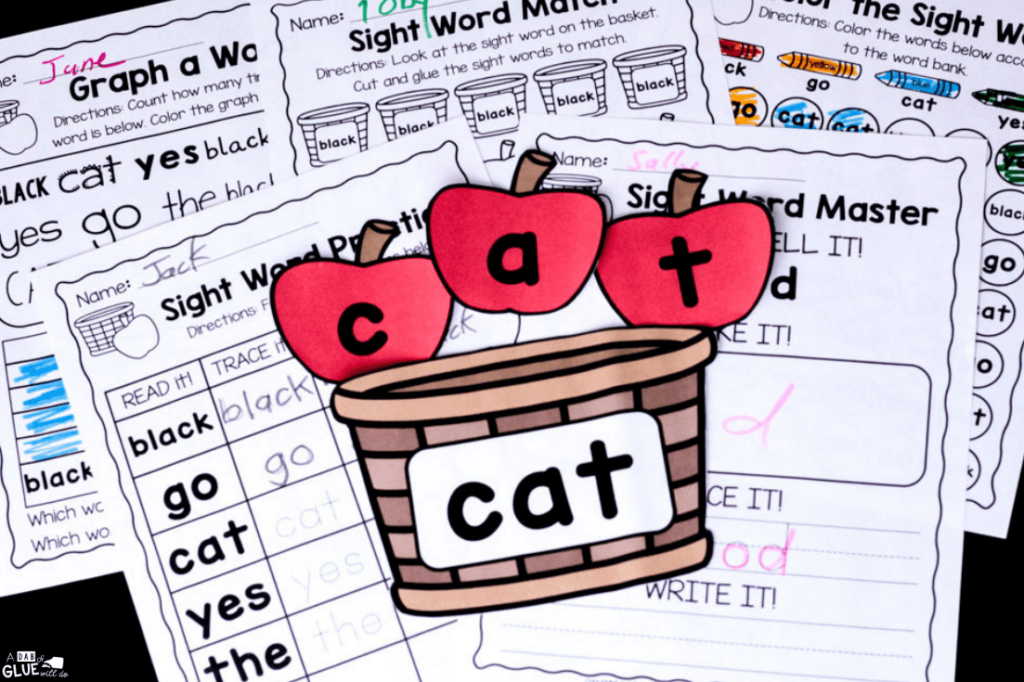 Apple Editable Sight Word Activity - A Dab of Glue Will Do