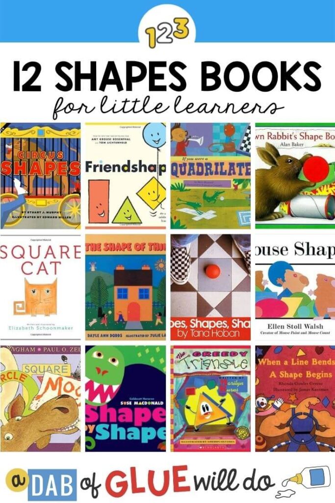 12 book covers of books about shapes