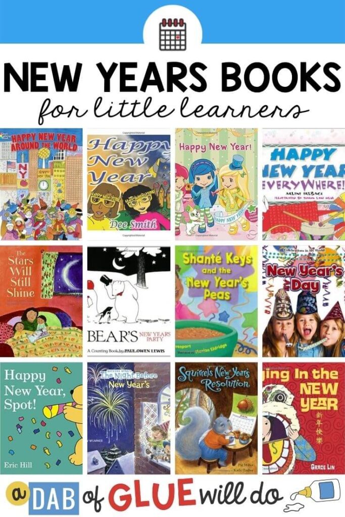 12 book covers of New Year's Read alouds