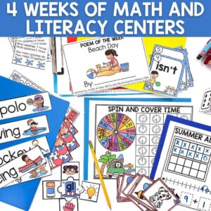July Monthly Math and Literacy Centers for First Grade - A Dab of Glue ...