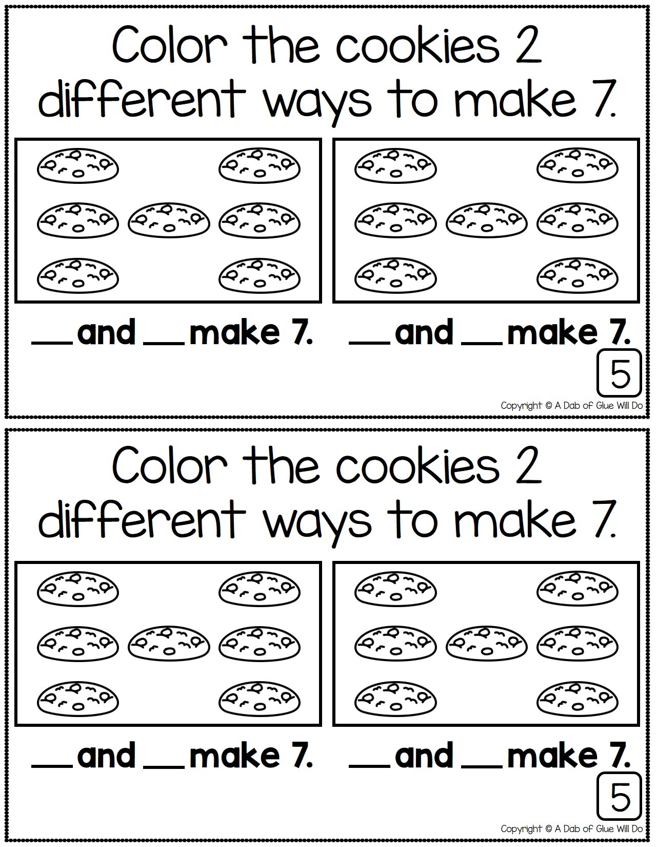 kindergarten math worksheets decomposing numbers