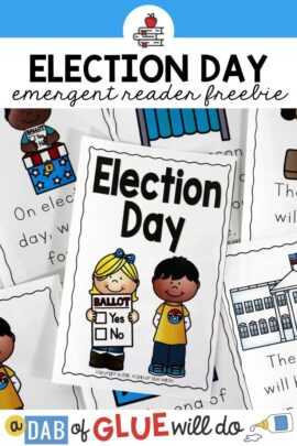 A collage of an Election Day emergent reader