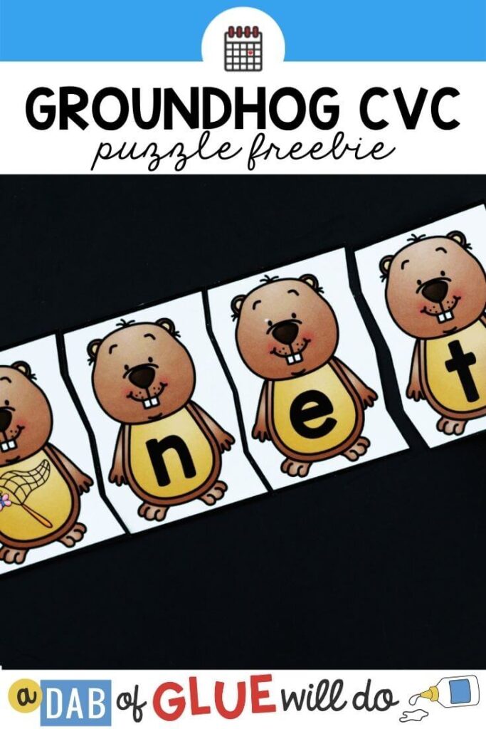 Groundhog puzzle pieces spelling out the word "net."
