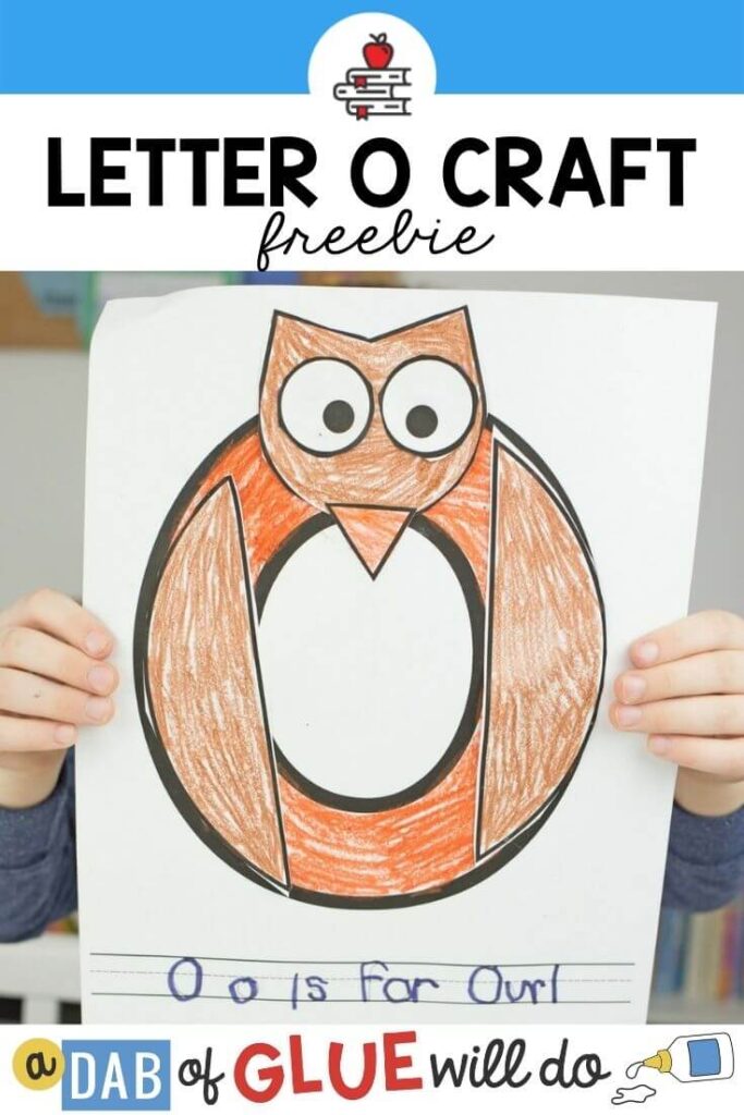A letter O owl craft on paper.