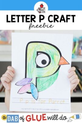 A child holding a P is for Parrot craft