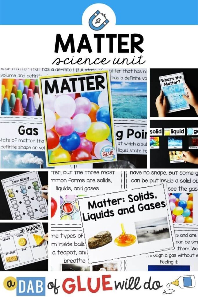 A collage of a matter science unit made for young learners