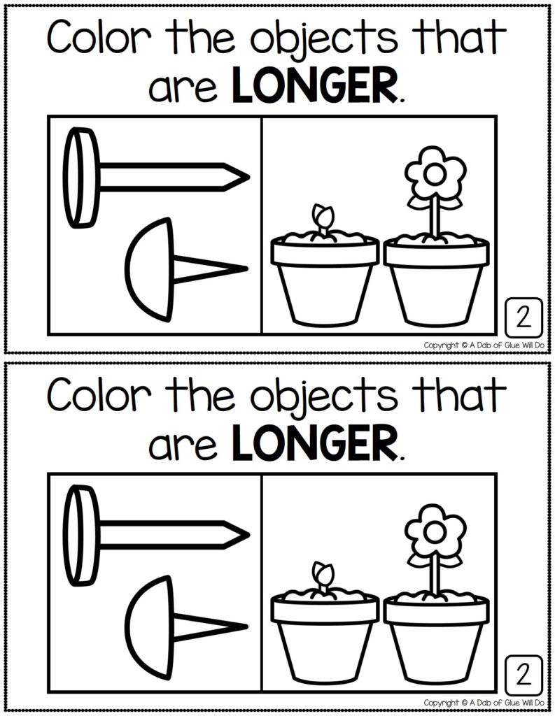 Measurement Math Review Journal for Kindergarten - A Dab of Glue Will Do