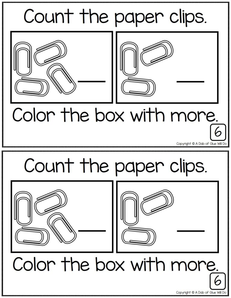 Numbers to Five Math Review Journal for Kindergarten - A Dab of Glue ...