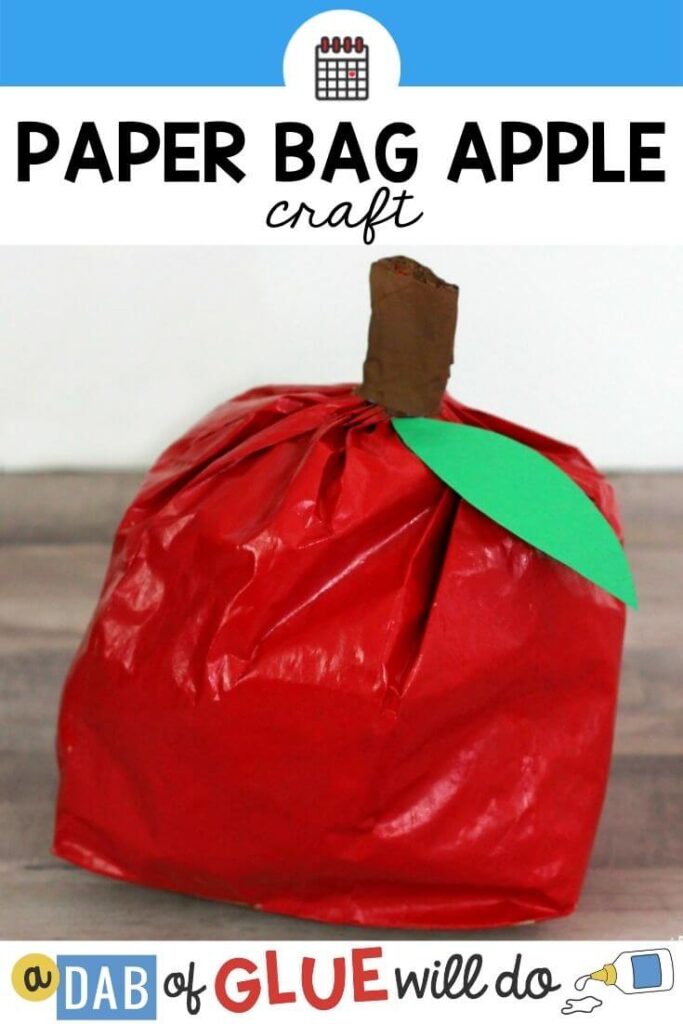 Red painted paper bag apple craft