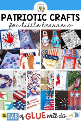 A collage of patriotic crafts for kids