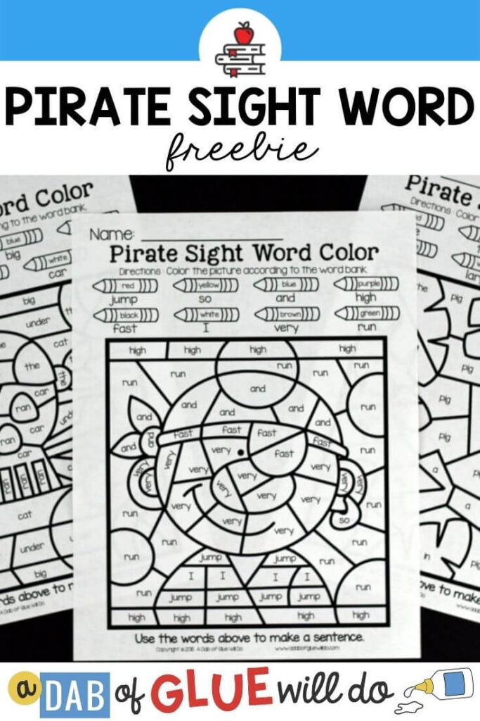 Color by code pirate picture for kids to color in