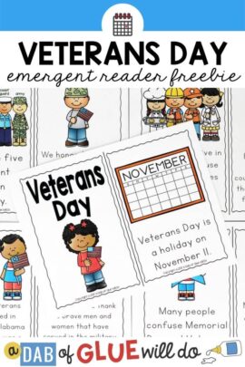 Veterans Day emergent reader pages spread out