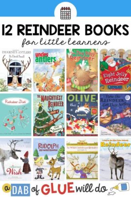 12 book covers of reindeer read alouds