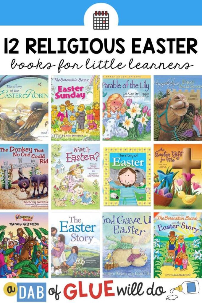 12 book covers of religious read alouds for Easter