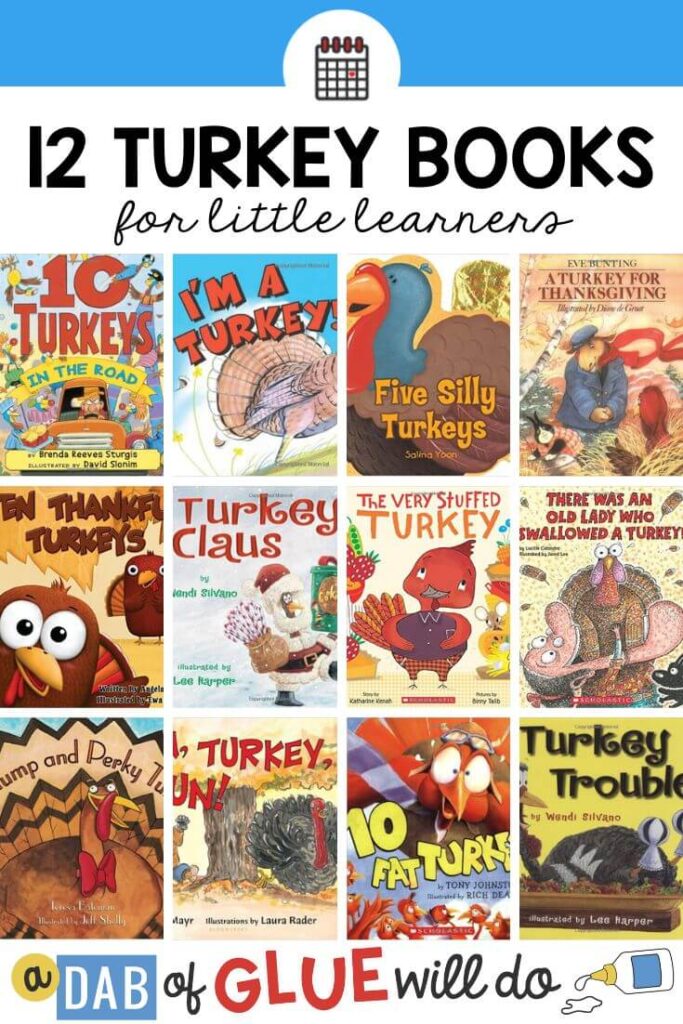 12 book covers of books that include turkeys