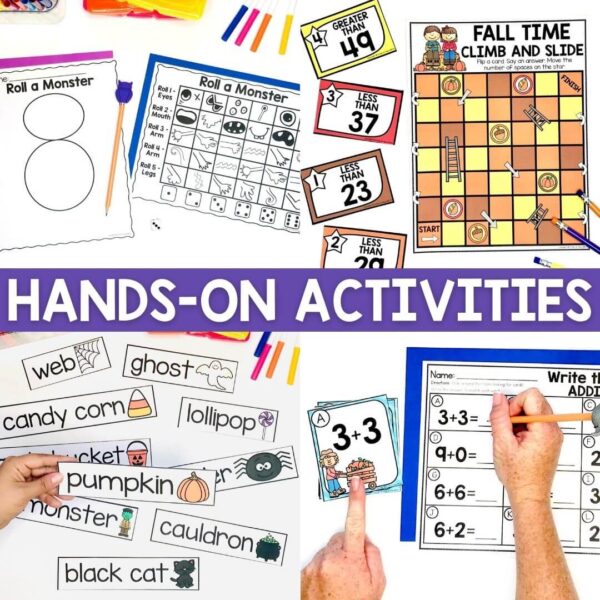 October Monthly Math and Literacy Centers for First Grade - A Dab of ...