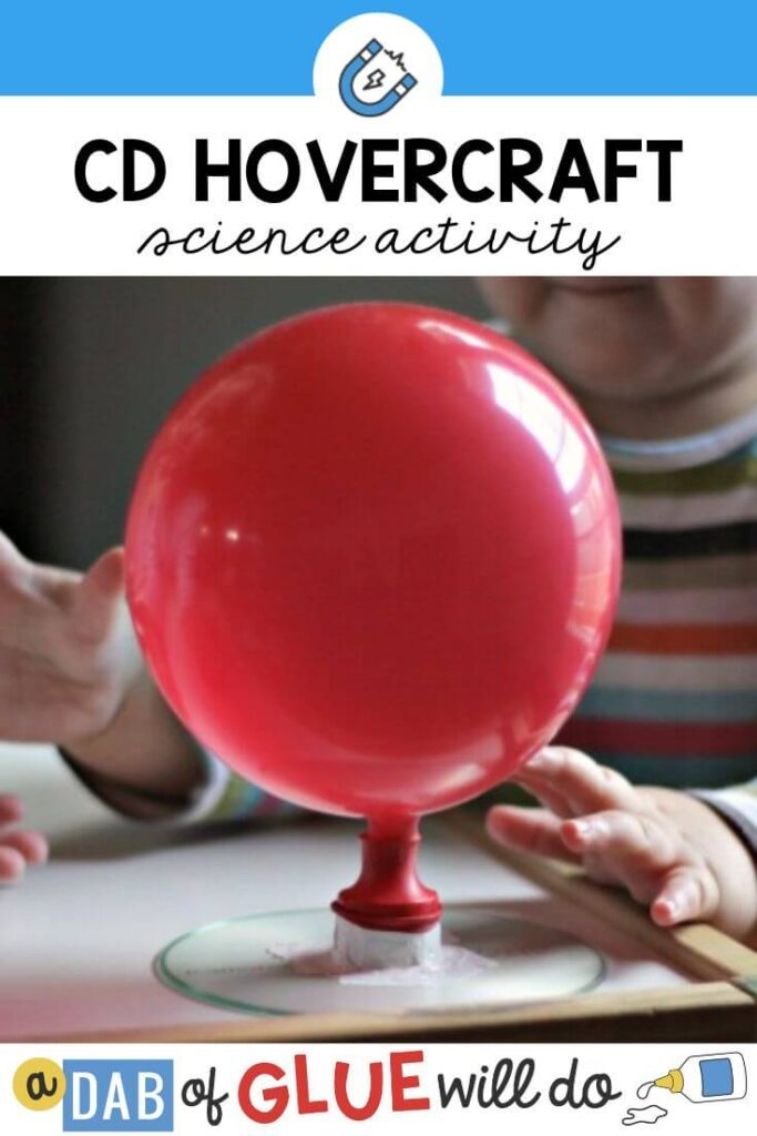 A red balloon on a CD showing this CD hovercraft experiment.