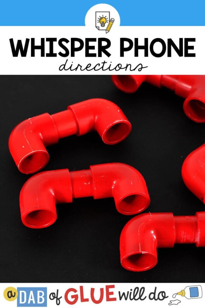 PVC pipes painted red and connected to make phones for students to hear their own voices