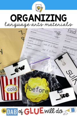 A collection of language arts materials to organize