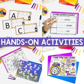 October Monthly Math and Literacy Centers for PreK - A Dab of Glue Will Do