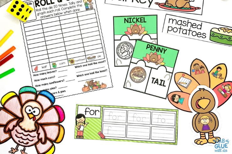 These November math and literacy centers are perfect for kindergarten students! With a focus on Thanksgiving and fall themes, these centers will keep your students engaged and learning.