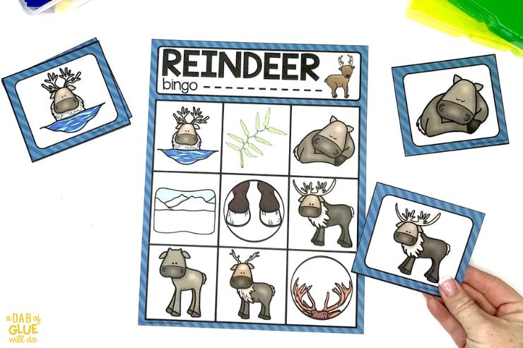 Pre-k reindeer bingo activity 