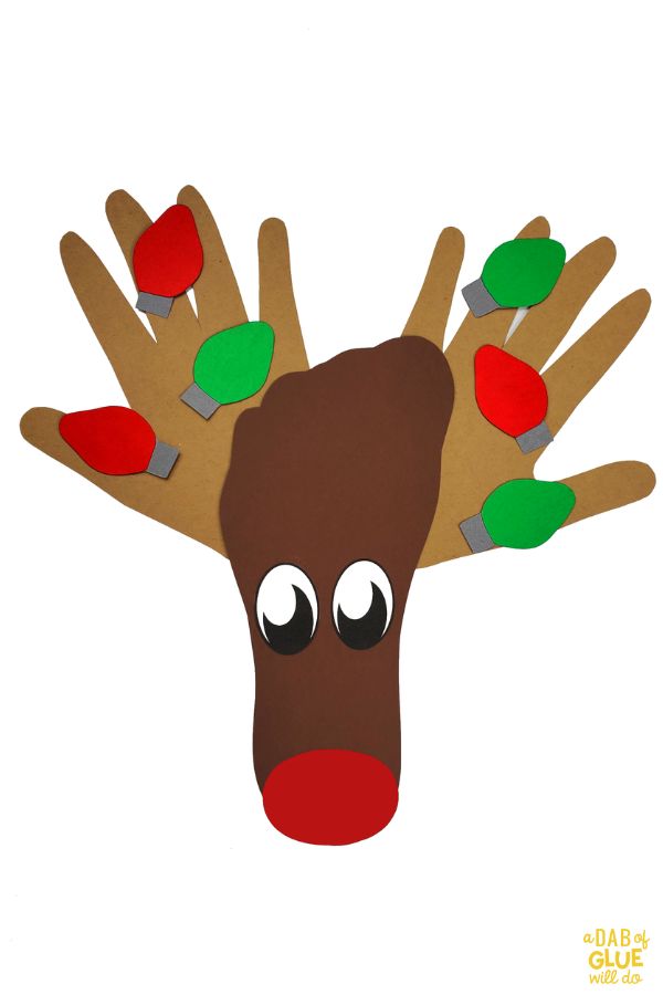 Pre-k Reindeer science unit craft using feet and hand prints