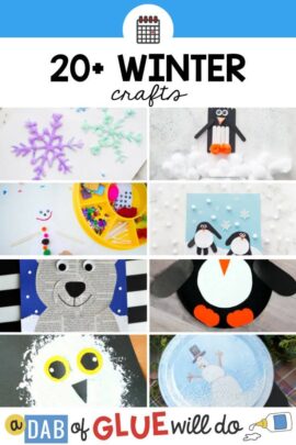 A collection of winter crafts for kids to do.