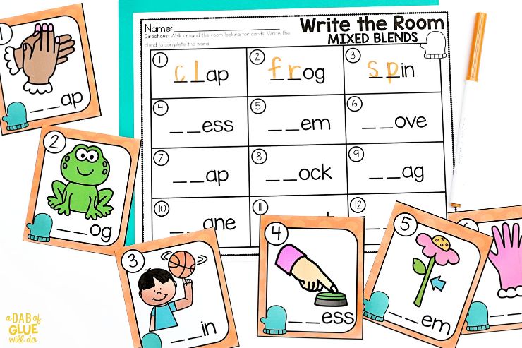 Kindergarten write the room center for January 