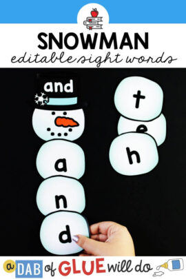 Snowman match ups for students to practice high frequency words.