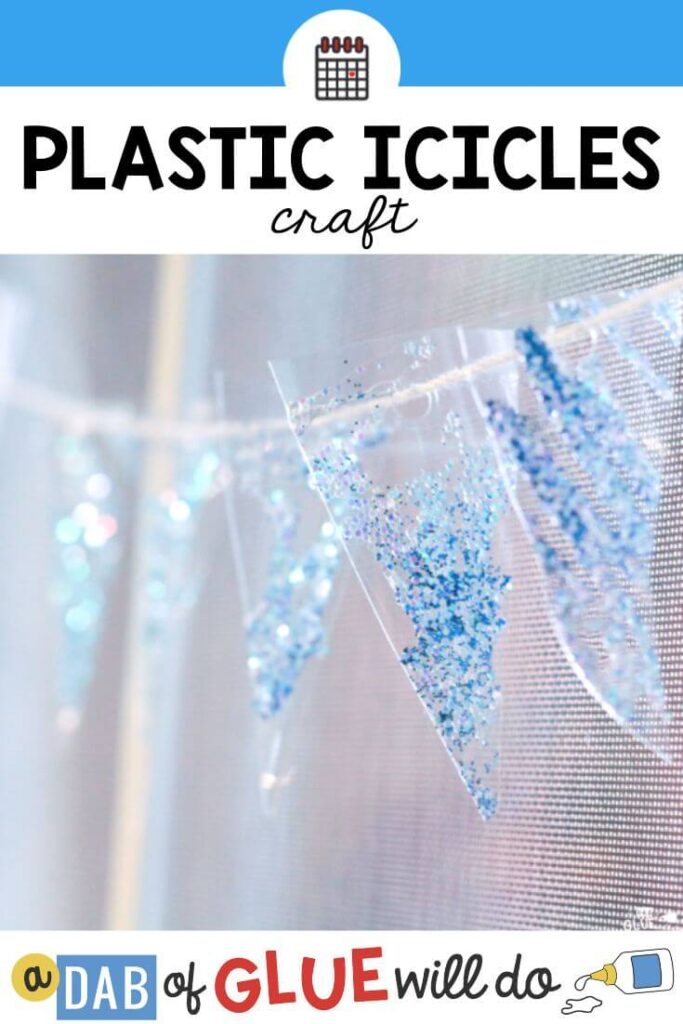 A plastic icicles craft for kids to make during winter