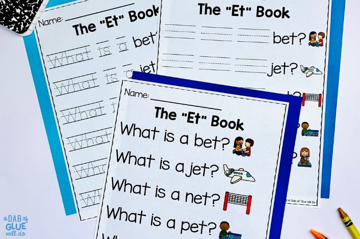 The Et book worksheets with 3 different activities 
