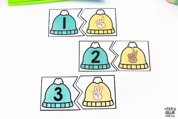 January Math and Literacy Centers for Pre-K A Dab of Glue Will Do