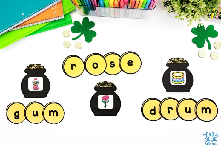 Gum, Rose and Drum words for St. Patrick's Day word building