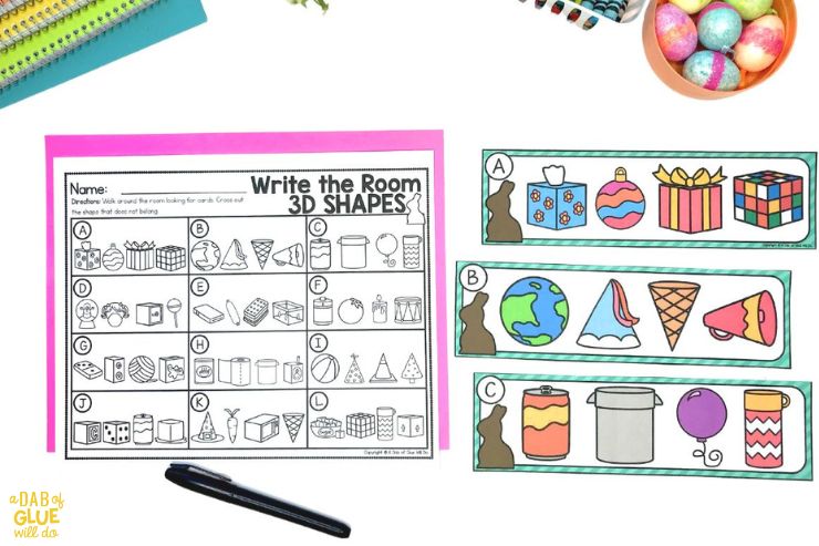 Write the room 3d shapes printable for prek students in april 